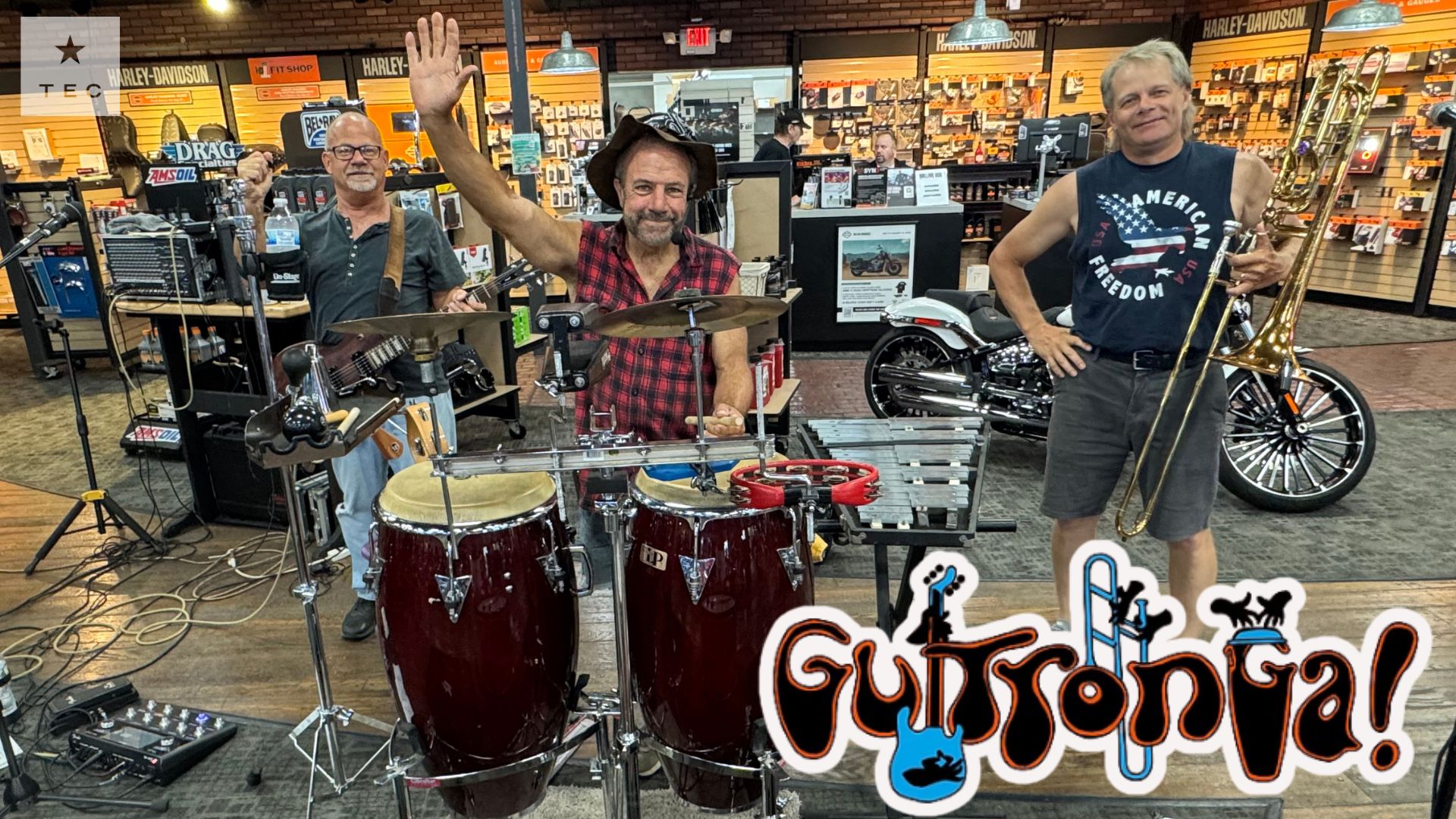 GUITRONGA - The Only Guitar-Trombone-Conga Classic Rock Band In The world!